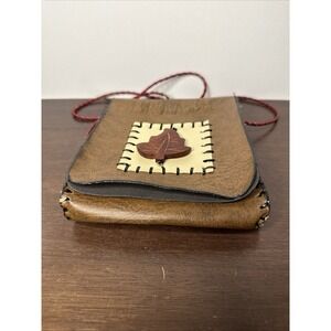 JERUSALEM Shoulder Bag Purse W/Wood Leaf Souvenir Crossbody Faux Leather